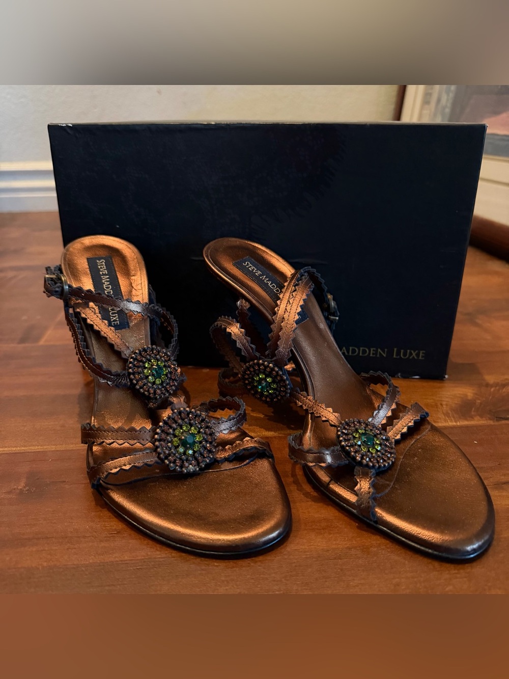 Steve Madden Brown Beaded Strappy Heeled Sandals